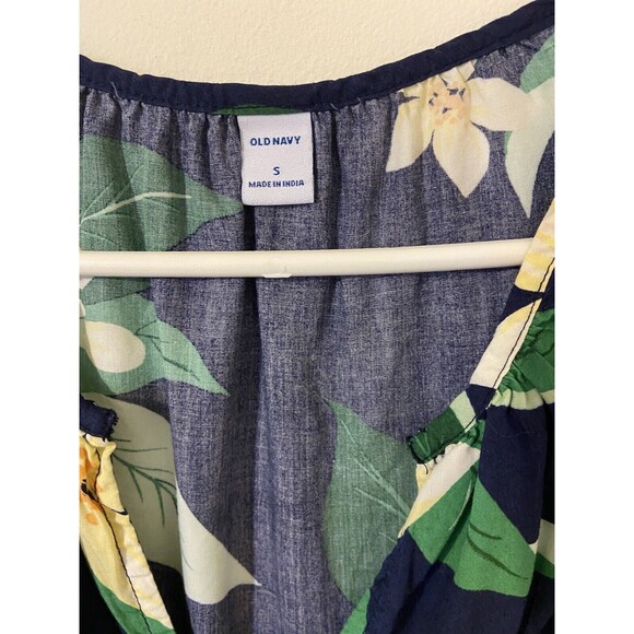 Old Navy Dress Womens Small Blue White Tropical Floral Knee Length Sleevless - Picture 4 of 5